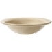 A white bowl with a beige rim.