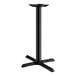 A black Lancaster Table & Seating counter height table base with a cross-shaped pole.