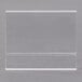 A clear plastic rectangular card holder on a white surface.