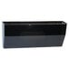 A black plastic Deflecto DocuPocket file holder with a clear pocket and magnets.