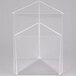 A clear plastic box with a triangular shape.