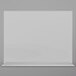 A clear Deflecto double-sided sign holder on a grey surface.