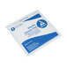 A blue and white package of Medi-First sterile gauze pads with text on it.