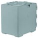 A slate blue Cambro Ultra Pan Carrier for food pans with handles.