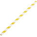 An EcoChoice paper straw with a yellow and white striped pattern.