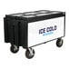 An IRP black mobile cooler with black wheels.