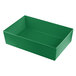 A green rectangular bowl with straight sides on a white background.