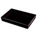 a black rectangular tray with a white stripe