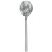 A Walco stainless steel bouillon spoon with a long handle and a fieldstone finish.