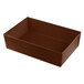 A brown rectangular Tablecraft bowl with straight sides.