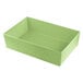 A green rectangular cast aluminum bowl with straight sides and a white background.