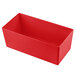 a red rectangular container with a white background