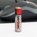 A Rayovac Fusion AA battery on a table.