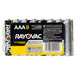 A pack of Rayovac AAA batteries in plastic wrap.