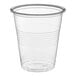 A clear plastic cup with a clear rim.