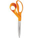 Fiskars 94417297J 9 inch Stainless Steel Pointed Tip Office Scissors with Orange Bent Handle