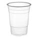 A clear plastic cup with a rim.