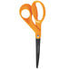 Fiskars 99977097J 8 inch Non-Stick Stainless Steel Pointed Tip Office Scissors with Orange Bent Handle