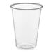 A clear plastic cup with a rim.