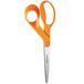 Fiskars 94518697WJ 8 inch Stainless Steel Pointed Tip Office Scissors with Right-Handed Orange Bent Handle