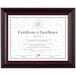 DAX N15786NT 8 1/2 inch x 11 inch Rosewood / Black Plastic Desk / Wall Photo Frame