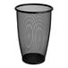 A Safco black mesh wastebasket.