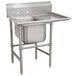 An Advance Tabco stainless steel 1 compartment pot sink with a right drainboard.