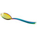 A Bon Chef stainless steel bouillon spoon with a rainbow PVD stainless steel handle.