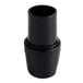 A black plastic cylindrical object with a white cap.