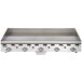 A Vulcan stainless steel countertop liquid propane griddle.