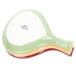 An assorted stack of Tuxton China Fry Pan Servers in green, yellow, and other colors.