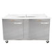 A Traulsen stainless steel refrigerated sandwich prep table with two left hinged doors.