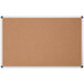 A MasterVision cork board with an aluminum frame.