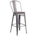 A Flash Furniture metal bar stool with a wood seat.