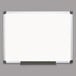 A MasterVision white board with a black frame.