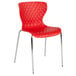 A Flash Furniture red plastic chair with metal legs.