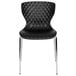 A black Flash Furniture plastic chair with chrome legs.