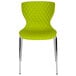 A Flash Furniture Lowell contemporary citrus green plastic stackable chair with chrome legs.