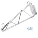 A metal frame wall mounting bracket with screws.