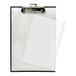 A BaumGartens unbreakable clipboard with a transparent cover over a white sheet of paper.
