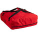 A red Cambro Insulated Pizza Delivery GoBag with black straps and a zipper.