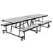 A National Public Seating rectangular cafeteria table with benches on a chrome frame.