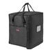 A black Cambro GoBag with straps and a zipper on it.