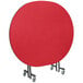 a red circle on a stand