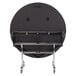 A National Public Seating black round cafeteria table with a black metal frame on wheels.