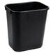 a black plastic bin with a white background