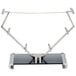 A Bon Chef metal and glass display stand with a thin metal frame on metal rods.