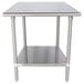 An Advance Tabco stainless steel work table with a shelf.