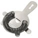 A Barfly stainless steel 4 prong hawthorne strainer with metal handle.