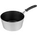 A Vollrath Wear-Ever aluminum sauce pan with a black silicone handle.